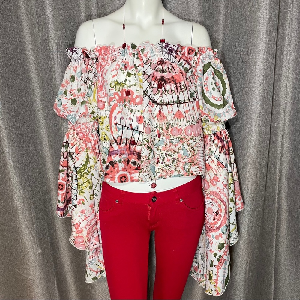 Live 4 Truth Floral Bell Sleeves Colorful Crop Top